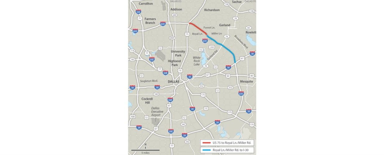 map of LBJ Expressway 635